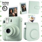 Fujifilm Instax mini 12 Yeşil Fotoğraf Makinesi-10'lu Film-Çerçeve-Kare Albüm ve Deri Kılıf Seti