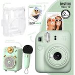 Fujifilm Instax Mini 12 Yeşil Fotoğraf Makinesi-10'lu Film-Şeffaf Kılıf ve Divoom Fairy-Ok Yeşil Karaoke Mikrofonlu Fm Radyolu Bluetooth Hoparlör