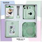 Fujifilm Instax mini 12 Yeşil Fotoğraf Makinesi 10'lu Film Simli Pleksi Kılıf PVC Albüm ve Kıskaçlı Resim Standı Bundle Box