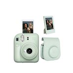Fujifilm Instax mini 12 Yeşil Fotoğraf Makinesi-Çerçeve ve Deri Kılıf Seti