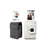 Fujifilm Instax Mini Liplay Hybrid Misty White Fotoğraf Makinesi 10'lu Film ve Deri Kılıf Hediye Seti - Beyaz