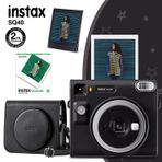 Fujifilm Instax SQ40 Siyah Fotoğraf Makinesi 10lu Kare Film Deri Kılıf ve Pleksi Çerçeve