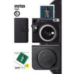 Fujifilm Instax SQ40 Siyah Fotoğraf Makinesi 20li Kare Film Deri Kılıf ve Siyah Albüm