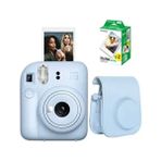 Fujifilm Mavi Instax Mini 12 Fotoğraf Makinesi Deri Çanta ve 20'li Film Hediye Seti ile Pratik Fotoğraf Çekimi