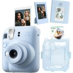Fujifilm St5-10-Pa-Pk-C Instax Mini 12 Mavi Fotoğraf Makinesi Simli Pleksi Kılıf Pvc Albüm 10'lu Film ve Çerçeveli Hediye Seti