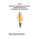 Fujika C35 EDİSON TİP DEKORATİF RUSTİK AMPUL AMBER BAL RENGİ CAM TASARRUFLU LED AYDINLATMA 4 ADET
