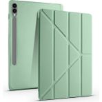 FUJİMAX Samsung Galaxy Tab S9 Plus 12.4 Kılıf Yatay ve Dikey Standlı Uyku Modlu Kalemlikli Trifold Arkası Soft Silikon Smart Kılıf (Model SM-X810) - Galaxy Tab S9 Plus SM-X810 - Açık Yeşil