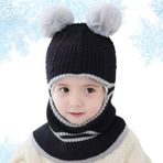 Fukamou Bebek Kışlık Şapka Eşarp Başlık, Bebek Şapka ve Atkı - Örgü Bere Şapkası | Soğuk Havalar İçin Örgü Şapka Atkı, 2-7 Yaş Erkek Kız Çocuklar için Rüzgar Geçirmez Kış Kulaklığı Şapka, Kar Şapkası