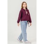 Fular Detaylı Sweatshirt, Kot Pantolon Takım - 12 - 13 Yaş - Bordo