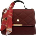 Fularlı Zincirli Mini Omuz Çantası - Bordo