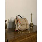 Fularlı Zincirli Mini Omuz Çantası - Vizon