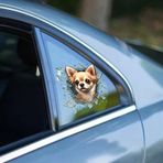 Fulcar Chihuahua Araç Stickerı - 3D Köpek Yüzü Oto Cam Çıkartması