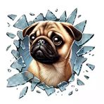 Fulcar French Bulldog Araç Stickerı - 3D Köpek Yüzü Oto Cam Çıkartması