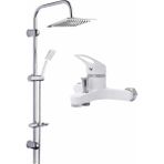 Fulcie Beyaz Mix Lavabo Banyo Mutfak Bataryası Yağmurlama Tepe Duş Seti - Beyaz - Gri