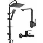Fulcie Siyah Robot Siyah Kare Set Lavabo-Evye-Banyo Bataryası Modern Lüks Tasarım 3 'lü Set