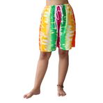 Full Funk Elastik Bel ve Çekme İpi ile Klasik Boxer Kısa Parlak Serin Viskon Kumaş, Rayon Artwork - Batik Renkli Baskı - Sarı Çok Renkli, M-L