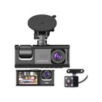 Full Hd 1080P Üç Kameralı Araç Içi Kamera Araba Güvenlik Kamerası Gece Görüşü Ön Geri Iç Kayıt Ir LED
