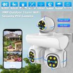 Full Hd 4g/wifi Video Gözetim Kamera Açık 6k 360' 3ptz K 3ekran 3lensler Wifi Güvenlik Kamerası - Beyaz
