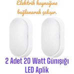 Full Reyon 2 Adet 20 Watt Günışığı Ledli Nemli Alan, Dış Mekan, Bahçe, Banyo, Teras, Balkon, Kamelya Apliği