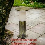 Full Reyon Antik Eskitme, 41 Cm, E27 Duylu Dekoratif Set Üstü Mantar Aplik, Bahçe, Çim, Teras, Duvar Armatürü