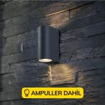 Full Reyon Çift Yönlü Dekoratif Antrasit Aplik - Beyaz Işık Ampüller Dahil