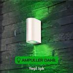 Full Reyon Dekoratif Çift Yönlü Beyaz Aplik - Yeşil Işık - Ampuller Dahil