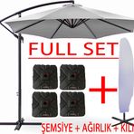 Full Set 3 mt 8 Kaburga Full Demir 21 kg Bahçe Şemsiyesi Havuz Şemsiyesi, Teras Şemsiyesi, Büyük Şemsiye (GRİ (SİS))