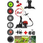 Full Set 8 Başlıklı Arazi Seti Benzinli Sırt Tipi Tırpan Ot Çalı Çim Kenar Biçme Tırpanı Çapalama