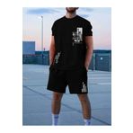 FULL TOLERANCE Brooklyn New York Heykel Baskılı Pamuklu Kısa Kollu Yuvarlak Yaka Erkek T-shirt Şort Takımı
