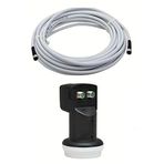 Full Ultra HD 3D 4K Uyumlu Yağmur Korumalı İkili Twin 2 li Çanak Uydu Lnb +100 Metre F Konnektör Takılı Hazır Uydu Kablosu