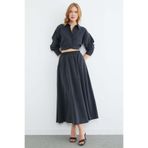 Fulla Moda Beli Lastikli Cepli Maxi Boy Etek
