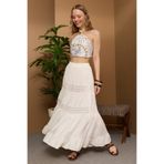 Fulla Moda Beli Lastikli Dantelli Maxi Boy Etek
