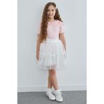 Fulla Moda Beli Lastikli Fiyonklu Kız Çocuk Tül Etek