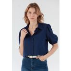 Fulla Moda Çizgili Balon Kol Crop Gömlek