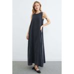 Fulla Moda Fermuarlı Salaş Maxi Boy Elbise