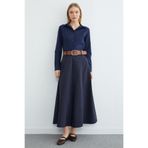 Fulla Moda Kemerli Pileli Maxi Boy Etek