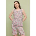Fulla Moda Puantiyeli Kalpli Büyük Beden Kolsuz Kapri Pijama Takımı