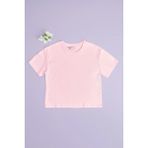 FullaModa %100 Pamuk Basic Salaş Kız Çocuk Tişört - Pembe - 13 - 14 Yaş