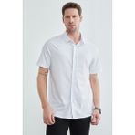 FullaModa Basic Düğmeli Kısa Kol Gömlek - Beyaz - 2XL