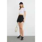 FullaModa Beli Lastikli Şortlu Tenis Eteği - Siyah - M - L