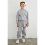 FullaModa Champion 3 İplik Baskılı Jogger Erkek Çocuk Eşofman Altı %70 Pamuk %30 Polyester Gri Renk - 14 - 15 Yaş