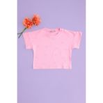 FullaModa Fiyonk Baskılı Kız Çocuk Crop Tişört - Pembe - 10 Yaş
