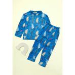 FullaModa Koala Baskılı Polar Unisex Çocuk Pijama Takımı - Indigo - 7 - 8 Yaş