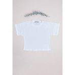 FullaModa Kurdele Nakışlı Salaş Kız Çocuk Crop Tişört - Beyaz - 6 Yaş
