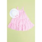 FullaModa Pötikare Desenli Şapkalı Askılı Kız Çocuk Elbise - 3 - 4 Yaş - Pembe