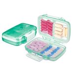 Fullicon Seyahat hapı düzenleyici, 4 bölmeli, taşınabilir, neme dayanıklı, etiketli küçük hap kutusu, çift kilitli seyahat ilaç kutusu, vitamin ve balık yağı için cep eczanesi (yeşil)