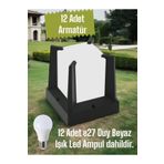 fullreyon 12 Adet Beyaz Işık Ampul Dahil E27 Duy Bahçe Duvar Armatürü, Modern Tasarım Dekoratif Set Üstü Aplik