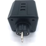 Fulltech 3xsoket - 3xusb Isıya Dayanıklı Termal Akım Korumalı Priz - Siyah