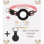 Fulltech Airtag'li Kedi Tasması - Evcil Hayvanlar İçin Özel Tasarım - Açık Pembe