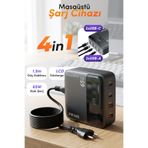 Fulltech FC55 65W GaN Masaüstü Şarj Cihazı 4’lü | 2x USB-C + 2x USB-A Hızlı Şarj Hub, LCD Ekranlı, 1